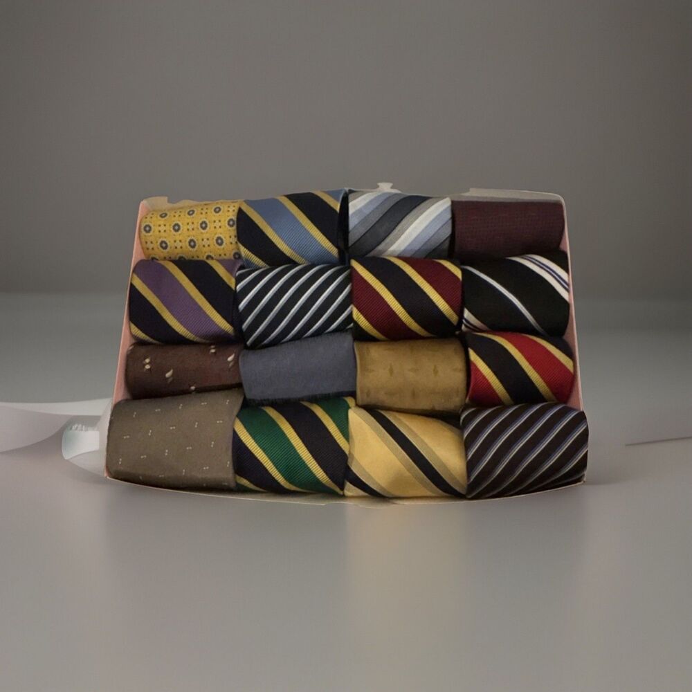 Lot of 16 Men's Ties - Assorted Repp Stripes, Geometric, Foulard - Bundle